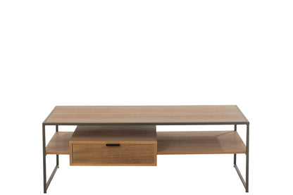 Tv-tafel 1 lade hout/metaal natuurlijk