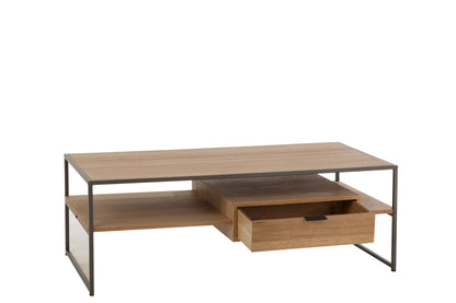 Tv-tafel 1 lade hout/metaal natuurlijk