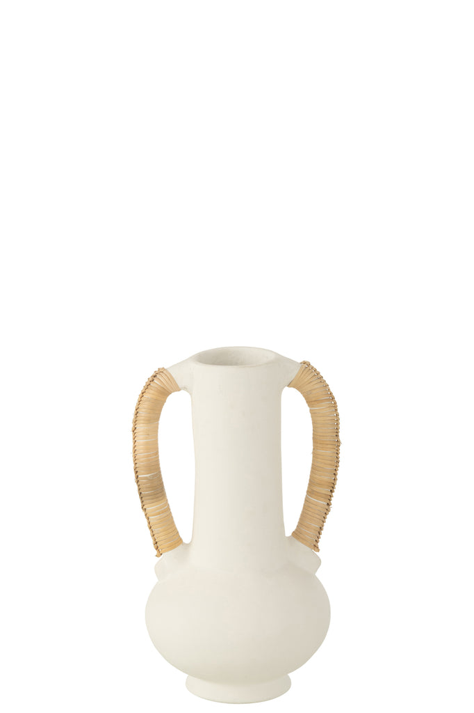 Vase Amphora Leo Terracotta White/Natural