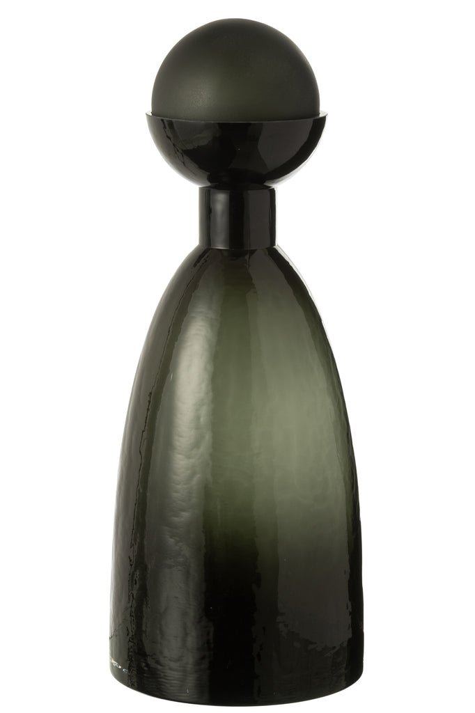 Vase Bottle+Cap Adria Glass Dark Green Large