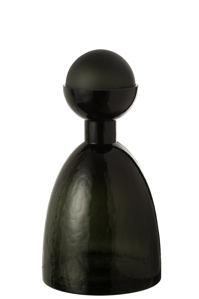 Vase Bottle+Cap Adria Glass Dark Green Medium
