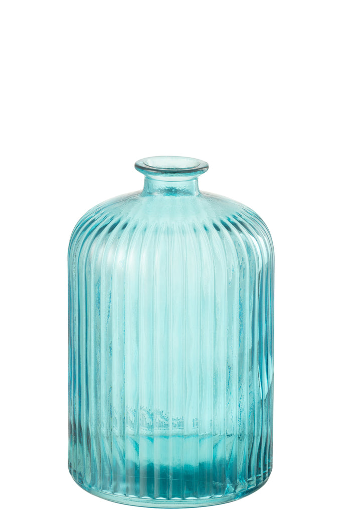 Vaas Fles Streep Glas Aqua Groot