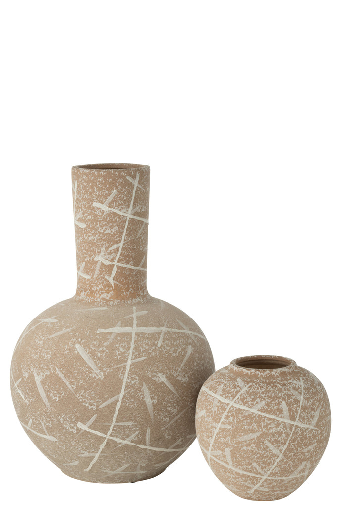 Vase Dune Globe Stoneware Beige/White