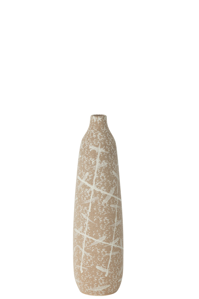 Vase Dune Narrow Stoneware Beige/White Small