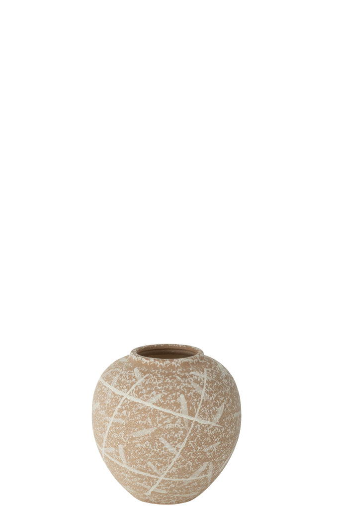 Vase Dune Round Stoneware Beige/White