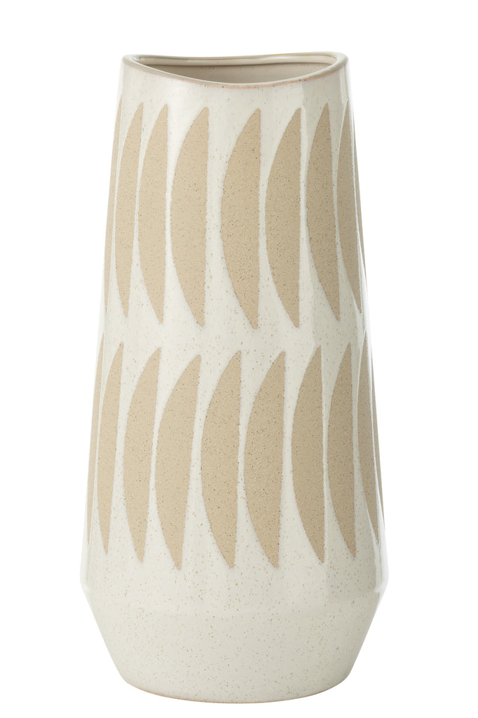 Vase Kai Stoneware Beige/White Large