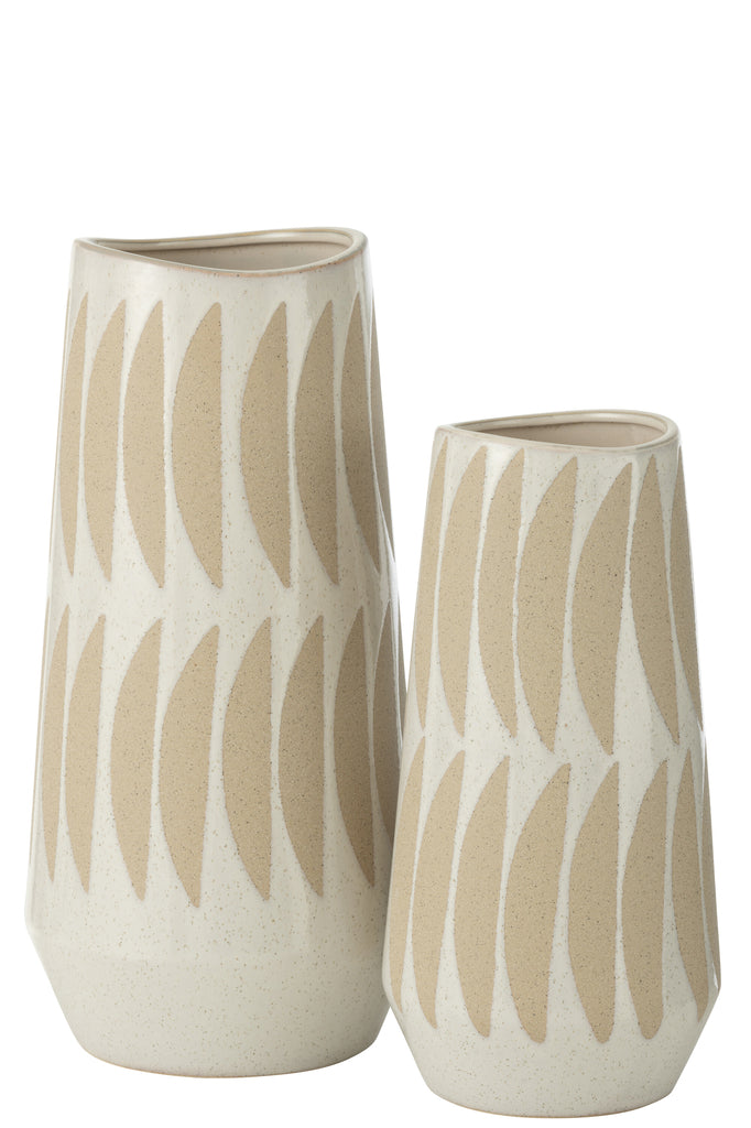 Vase Kai Stoneware Beige/White Large