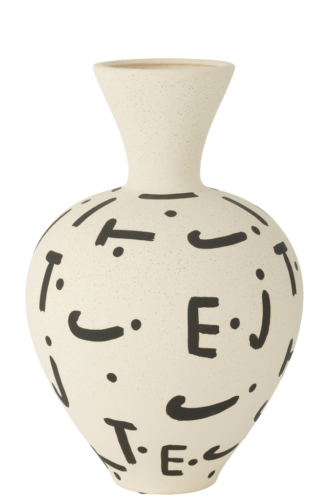 Vase Kira Globe Stoneware White/Black