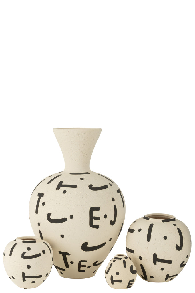 Vase Kira Globe Stoneware White/Black