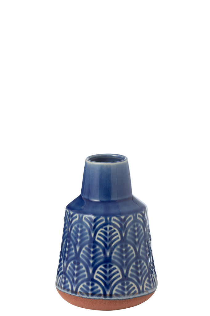 Vaas Leo Langwerpig Porselein Blauw/Terra S