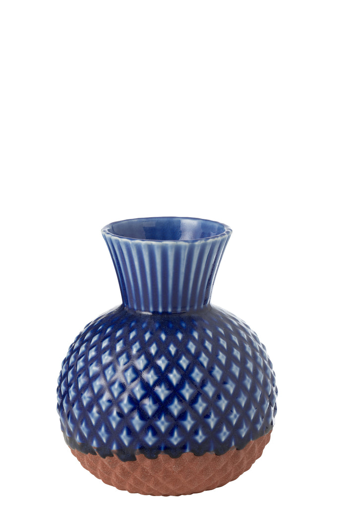 Vaas Leo Rond Porselein Blauw/Terra S