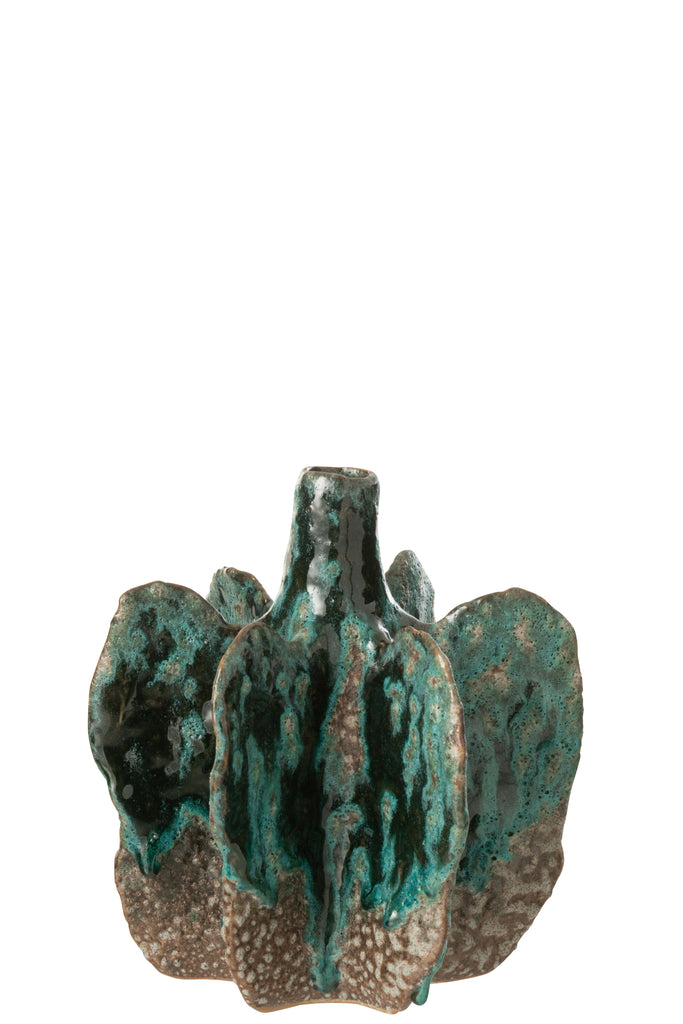 Vase Naga Ceramic  Azur/Brown Medium