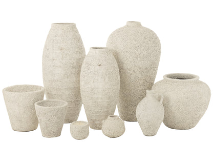Vaas Pot Antique Cement White