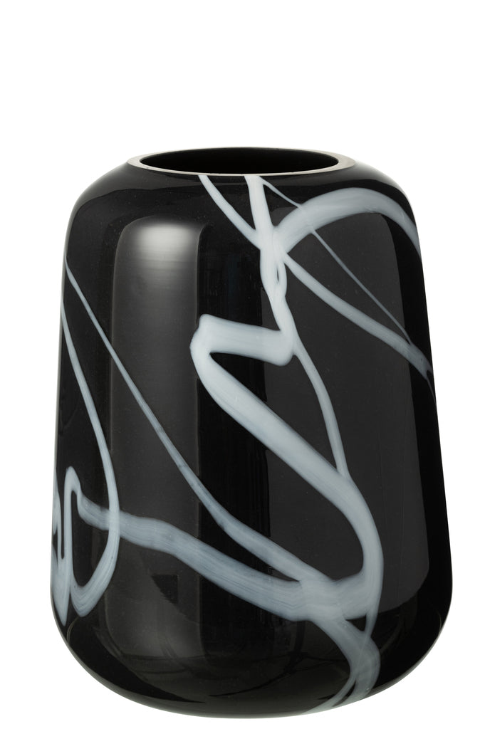 Vase Smoke Effect Narrow Glass Black/White