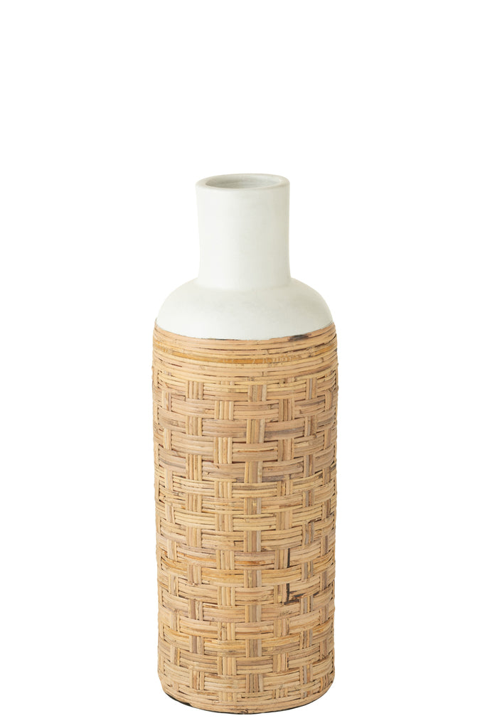 Vaas Weven Terracotta/Riet Wit/Natuurlijk