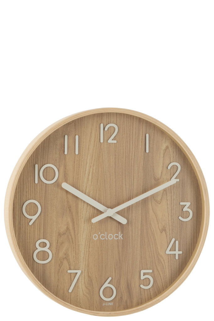 Wall Clock Plywood/Mdf Natural Large