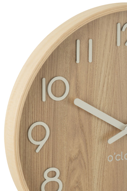 Wall Clock Plywood/Mdf Natural Large