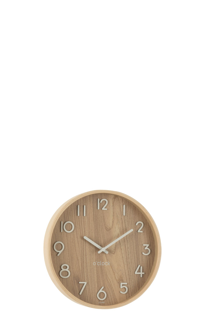 Wall Clock Plywood/Mdf Natural Small