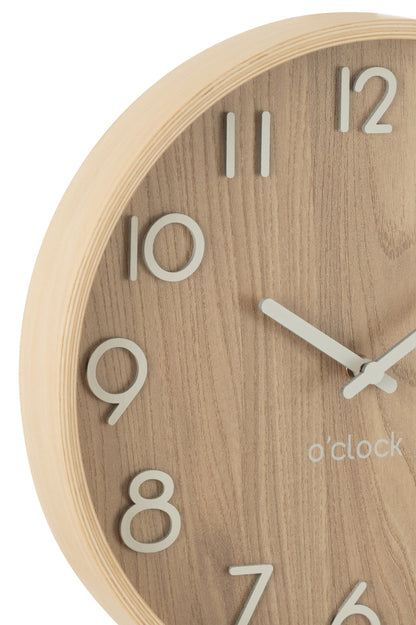 Wall Clock Plywood/Mdf Natural Small