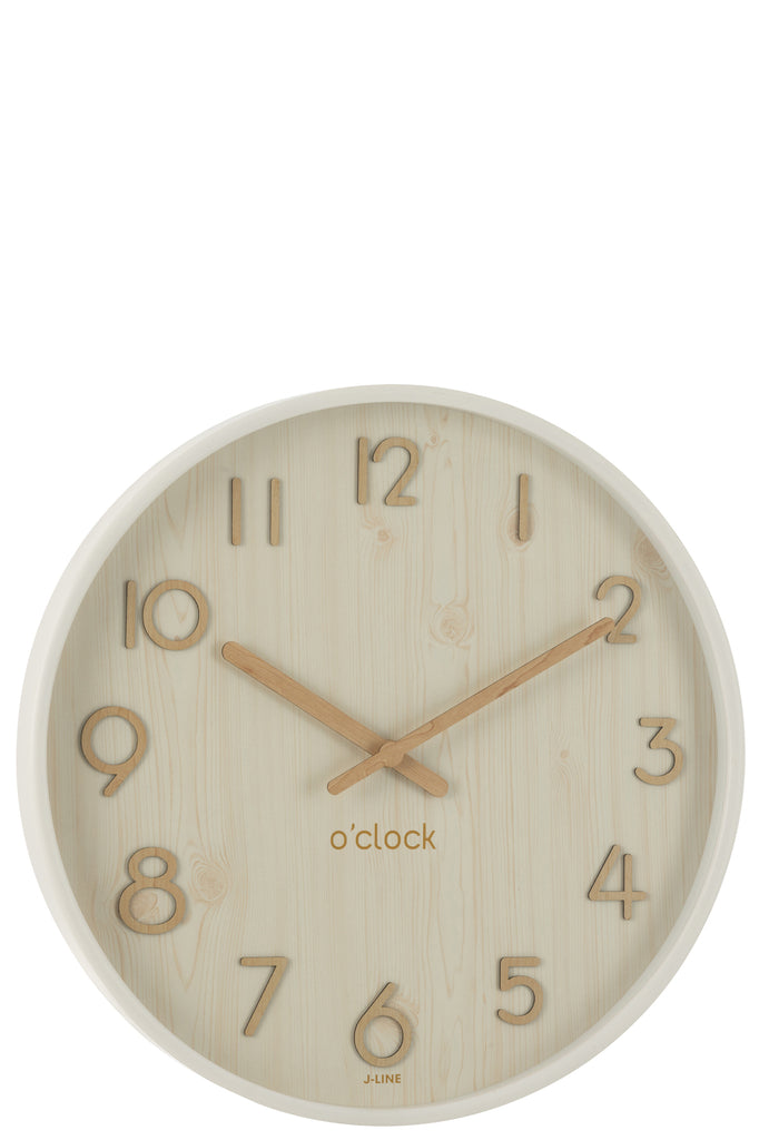 Wall Clock Plywood/Mdf White Large