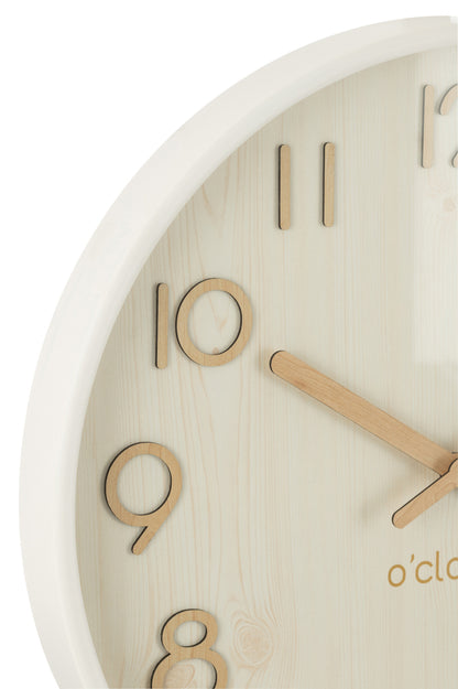 Wall Clock Plywood/Mdf White Large