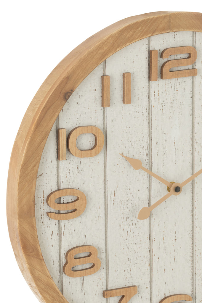 Wall Clock Wood/Mdf White/Natural Small