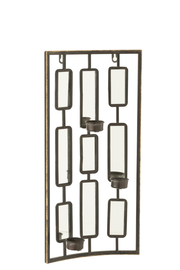 Wanddecoratie Theelichthouder Metaal/Spiegel Grijs Klein