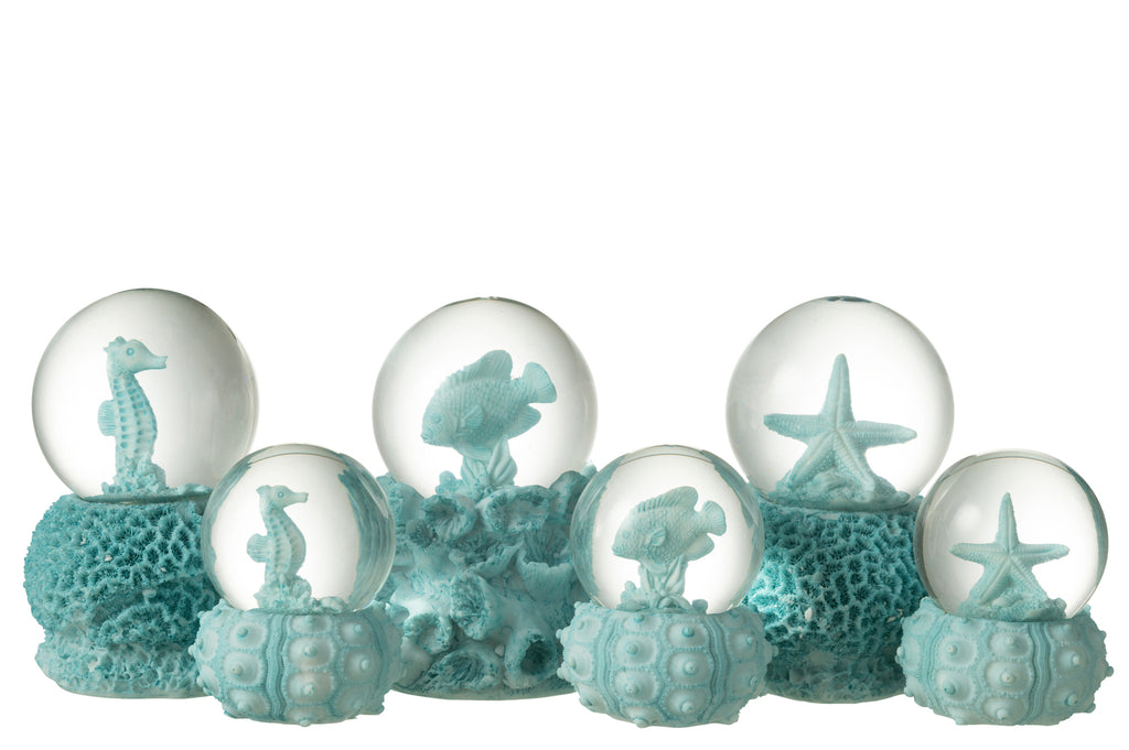 Waterglobe Zee Polyresin Azure L, set van 3