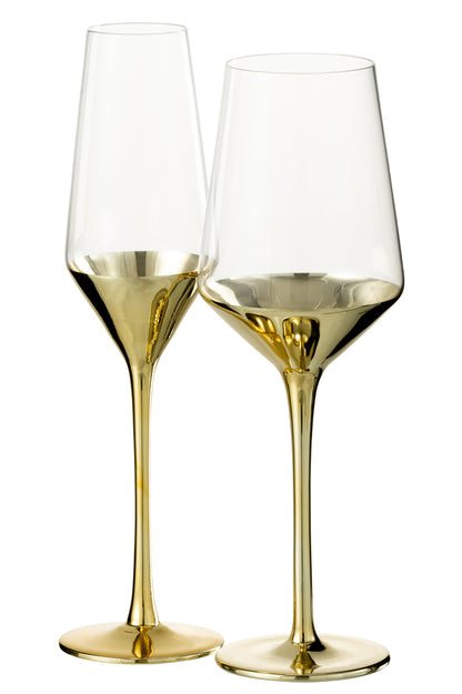 Wijnglas Glas Goud/Transparant