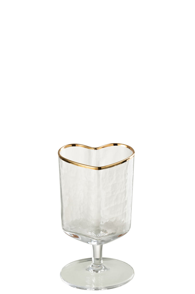 Wijnglas Hart Glas Goud/Transparant