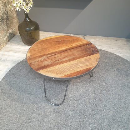 Houten &amp; ijzeren salontafel Ruwe mango 80/45
