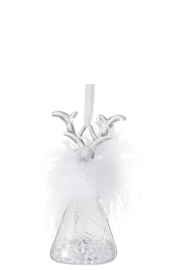 J-Line Kerstballen Rendier+Led+Veer Glas Helder Klein