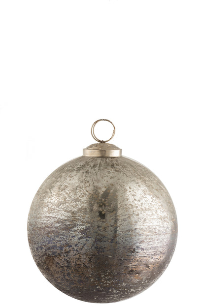 Kerstbal Antiek Glas Zilver/Grijs Groot