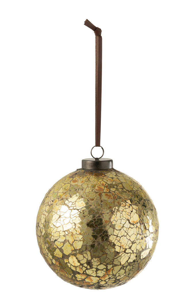 Kerstbal gebroken glas goud groot