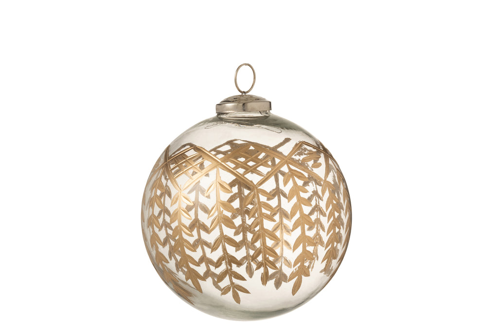 J-Line Kerstbal Chloe Glas Transparant/Goud Groot