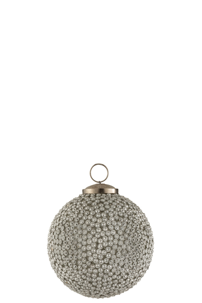 J-Line Kerstbal Diamant Glas Wit Groot