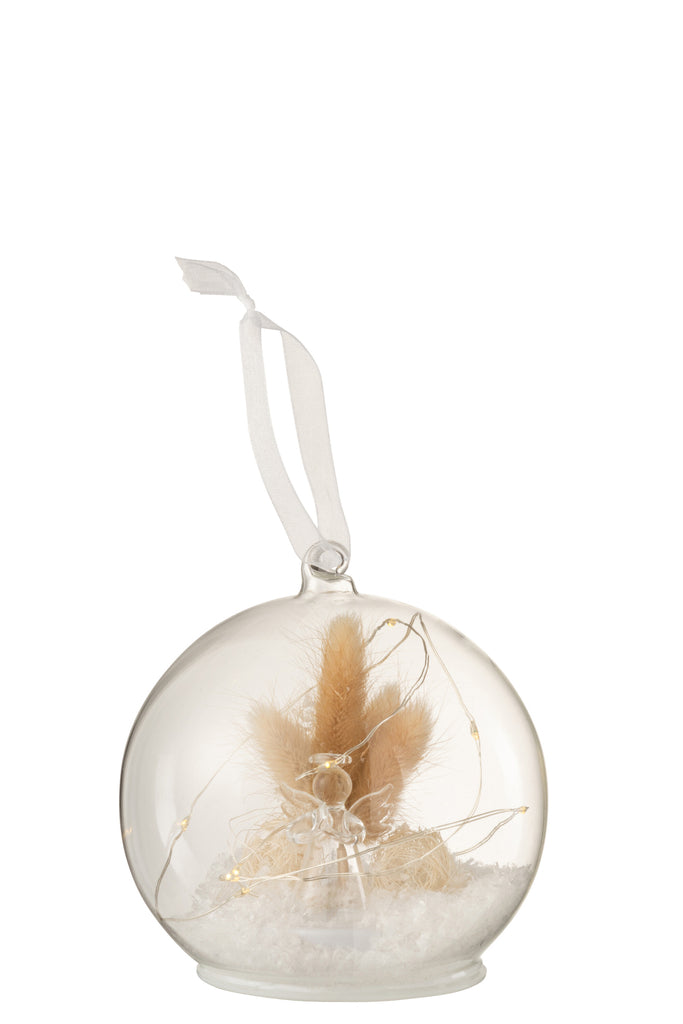 J-Line Christmas Bauble Led Angel Glass White