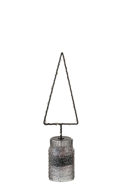 Kerstboom + Led + Batterij Open Metaal Zwart Klein
