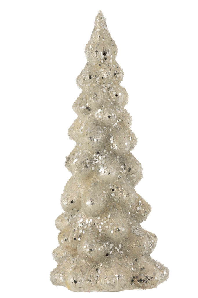 J-Line Christmas Tree Deco Sugar Glass Shiny Light Grey/Silver Large