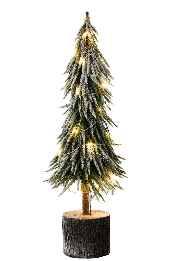 Kerstboom met LED-verlichting, plastic sneeuw, groen, groot