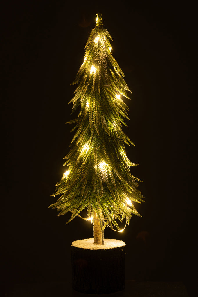 Kerstboom met LED-verlichting, plastic sneeuw, groen, groot