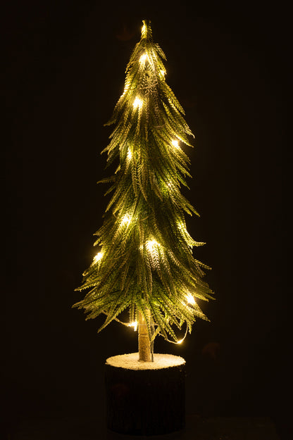 Kerstboom met LED-verlichting, plastic sneeuw, groen, groot