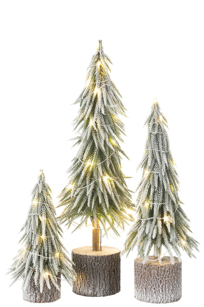 Kerstboom met LED-verlichting, plastic sneeuw, groen, groot
