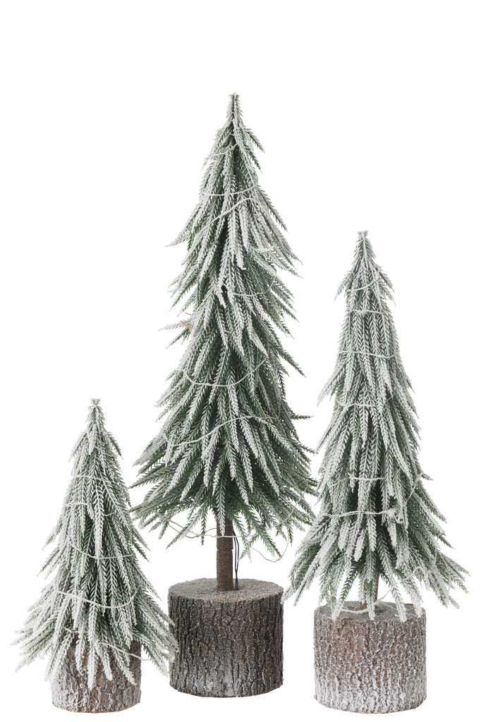 Kerstboom met LED-verlichting, plastic sneeuw, groen, groot