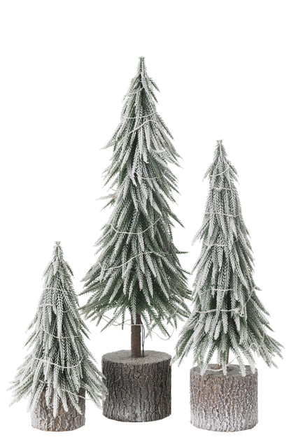 Kerstboom met LED-verlichting, plastic sneeuw, groen, groot