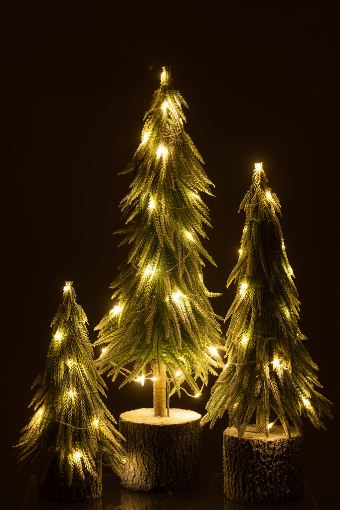 Kerstboom met LED-verlichting, plastic sneeuw, groen, groot