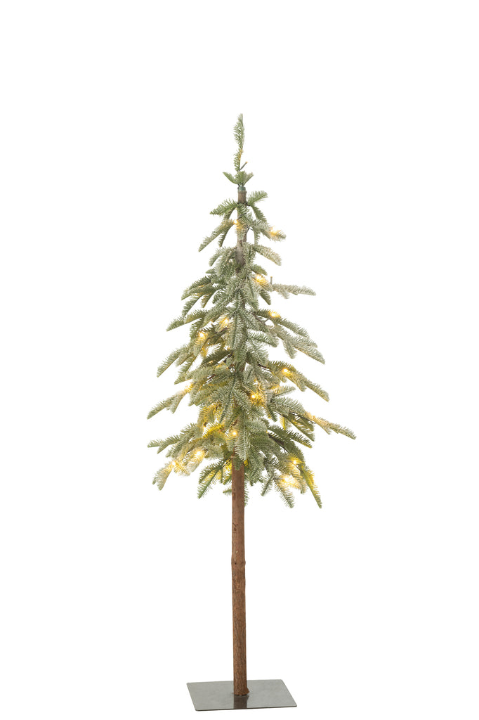 Kerstboom met LED-verlichting, plastic sneeuw, groen, klein