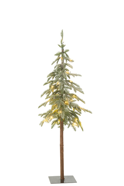 Kerstboom met LED-verlichting, plastic sneeuw, groen, klein