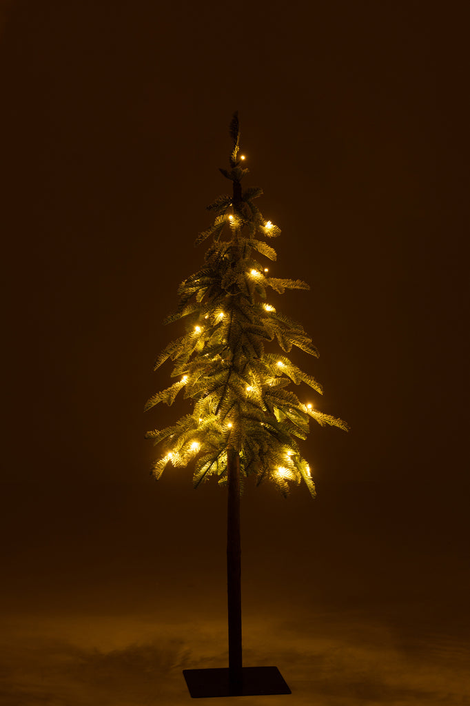 Kerstboom met LED-verlichting, plastic sneeuw, groen, klein