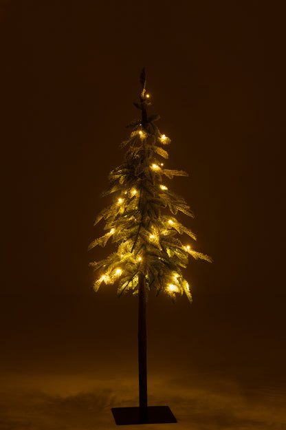 Kerstboom met LED-verlichting, plastic sneeuw, groen, klein